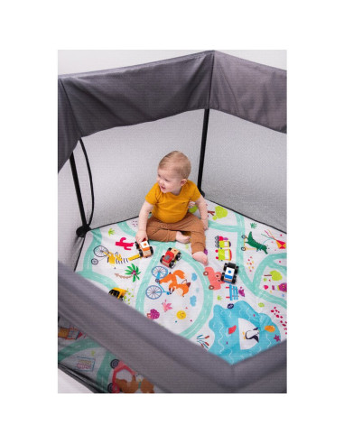 BN-LO-ROEL_GREY_MULTICOLOR,Lionelo - Tarc de joaca Roel, Pliere ultra-compacta, Conform cu standardul europeane de securitate EN