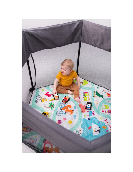 BN-LO-ROEL_GREY_MULTICOLOR,Lionelo - Tarc de joaca Roel, Pliere ultra-compacta, Conform cu standardul europeane de securitate EN