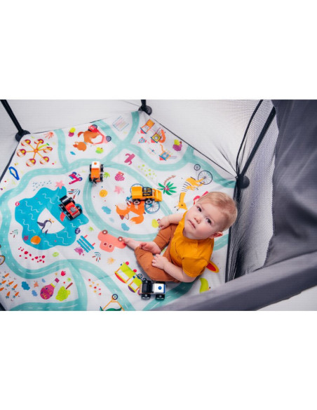 BN-LO-ROEL_GREY_MULTICOLOR,Lionelo - Tarc de joaca Roel, Pliere ultra-compacta, Conform cu standardul europeane de securitate EN