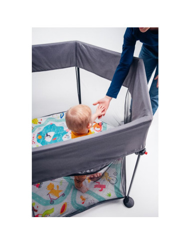 BN-LO-ROEL_GREY_MULTICOLOR,Lionelo - Tarc de joaca Roel, Pliere ultra-compacta, Conform cu standardul europeane de securitate EN