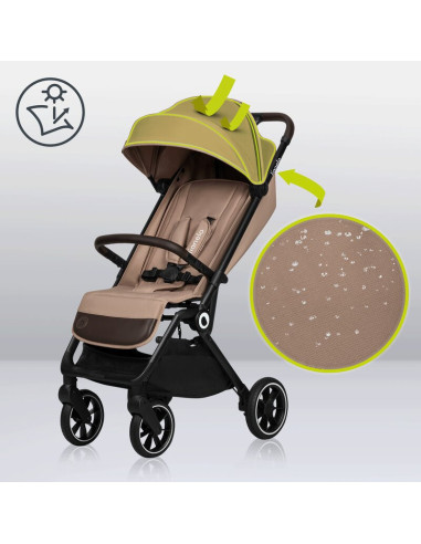 BN-LO-CLOE_BEIGE_SAND,Lionelo - Carucior sport Cloe, De la nastere, Cu accesorii, Cadru din aluminiu, 0-22 kg, Usor, Pliabil cu 