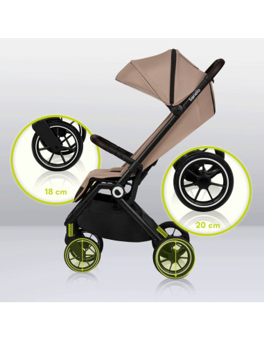 BN-LO-CLOE_BEIGE_SAND,Lionelo - Carucior sport Cloe, De la nastere, Cu accesorii, Cadru din aluminiu, 0-22 kg, Usor, Pliabil cu 