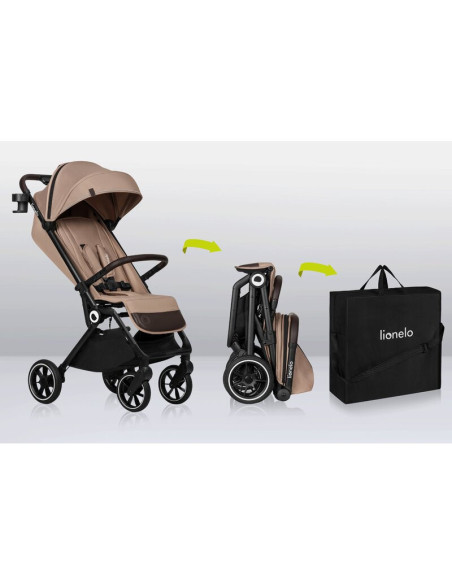 BN-LO-CLOE_BEIGE_SAND,Lionelo - Carucior sport Cloe, De la nastere, Cu accesorii, Cadru din aluminiu, 0-22 kg, Usor, Pliabil cu 