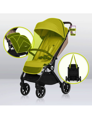 BN-LO-CLOE_BEIGE_SAND,Lionelo - Carucior sport Cloe, De la nastere, Cu accesorii, Cadru din aluminiu, 0-22 kg, Usor, Pliabil cu 