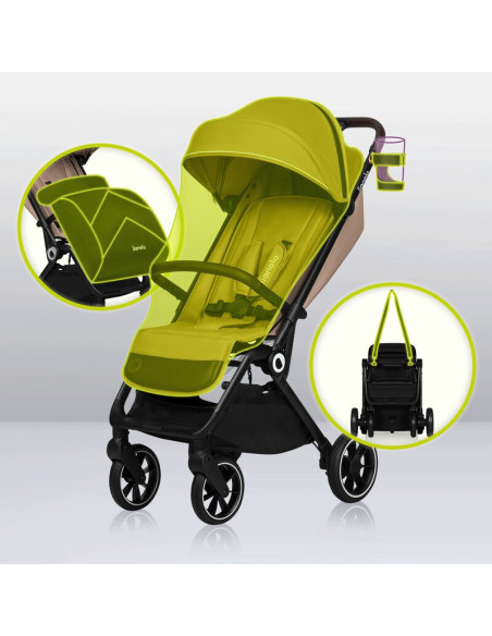 BN-LO-CLOE_BEIGE_SAND,Lionelo - Carucior sport Cloe, De la nastere, Cu accesorii, Cadru din aluminiu, 0-22 kg, Usor, Pliabil cu 
