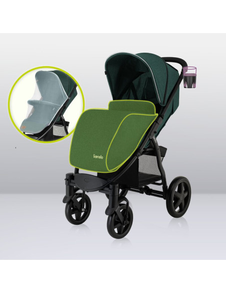 BN-LO-ANNET_PLUS_GREEN_FOREST,Lionelo - Carucior sport Annet Plus, De la nastere, Cu accesorii si capotina XXL reglabila, 0 - 22