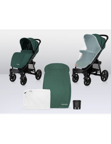 BN-LO-ANNET_PLUS_GREEN_FOREST,Lionelo - Carucior sport Annet Plus, De la nastere, Cu accesorii si capotina XXL reglabila, 0 - 22