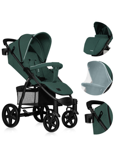 BN-LO-ANNET_PLUS_GREEN_FOREST,Lionelo - Carucior sport Annet Plus, De la nastere, Cu accesorii si capotina XXL reglabila, 0 - 22