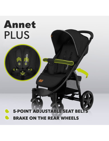 BN-LO-ANNET_PLUS_GREEN_FOREST,Lionelo - Carucior sport Annet Plus, De la nastere, Cu accesorii si capotina XXL reglabila, 0 - 22