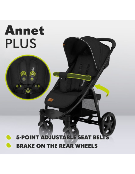 BN-LO-ANNET_PLUS_GREEN_FOREST,Lionelo - Carucior sport Annet Plus, De la nastere, Cu accesorii si capotina XXL reglabila, 0 - 22