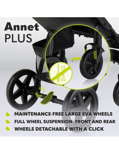 BN-LO-ANNET_PLUS_GREEN_FOREST,Lionelo - Carucior sport Annet Plus, De la nastere, Cu accesorii si capotina XXL reglabila, 0 - 22