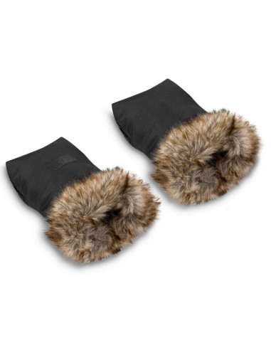 BN-LO-HANDMUFF_BLACK,Lionelo - Manusi termice pentru carucior, Universale, Impermeabile, Interior din lana, Cu blana ecologica d
