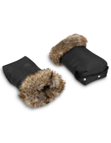 BN-LO-HANDMUFF_BLACK,Lionelo - Manusi termice pentru carucior, Universale, Impermeabile, Interior din lana, Cu blana ecologica d