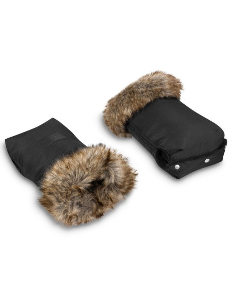 BN-LO-HANDMUFF_BLACK,Lionelo - Manusi termice pentru carucior, Universale, Impermeabile, Interior din lana, Cu blana ecologica d