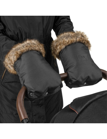 BN-LO-HANDMUFF_BLACK,Lionelo - Manusi termice pentru carucior, Universale, Impermeabile, Interior din lana, Cu blana ecologica d