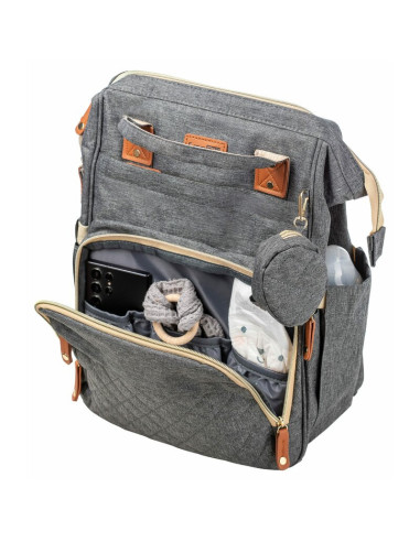 BN-49065,Rucsac pentru mamici, Urbane, Cu multiple compartimente, FreeON, 29 x 16 x 39 cm, Grey
