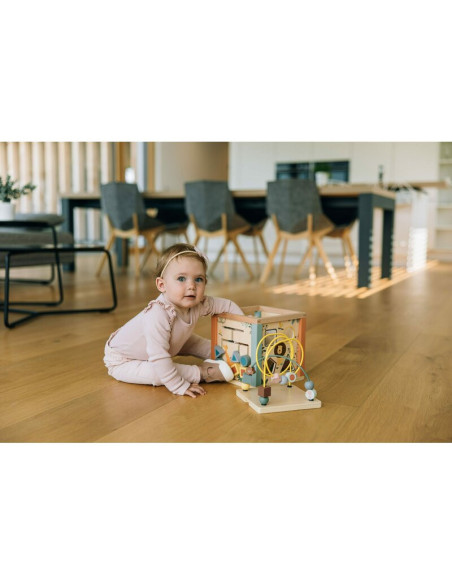 BN-80647,Cub mare de activitati pentru copii, Din lemn, Cu sortator de forme, Abac si alte activitati, Free2Play, Safari