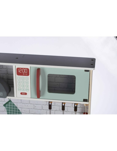 BN-80579,Bucatarie pentru copii, Mini Chef, Din lemn, Cu efecte de sunet si lumina, Cu accesorii, 70 x 30 x 104 cm, Free2Play
