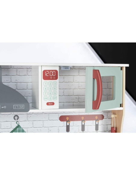 BN-80579,Bucatarie pentru copii, Mini Chef, Din lemn, Cu efecte de sunet si lumina, Cu accesorii, 70 x 30 x 104 cm, Free2Play