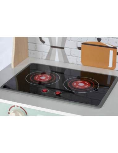 BN-80579,Bucatarie pentru copii, Mini Chef, Din lemn, Cu efecte de sunet si lumina, Cu accesorii, 70 x 30 x 104 cm, Free2Play