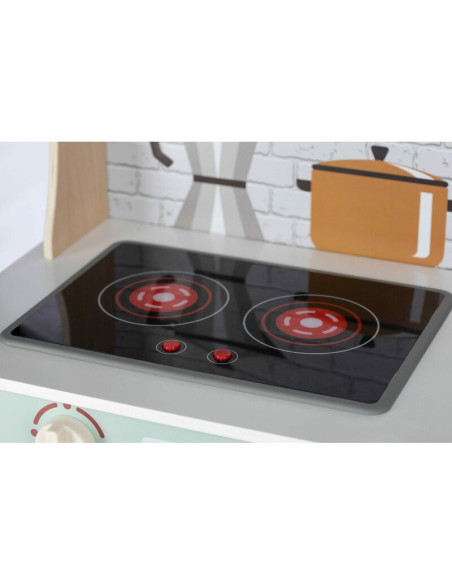 BN-80579,Bucatarie pentru copii, Mini Chef, Din lemn, Cu efecte de sunet si lumina, Cu accesorii, 70 x 30 x 104 cm, Free2Play