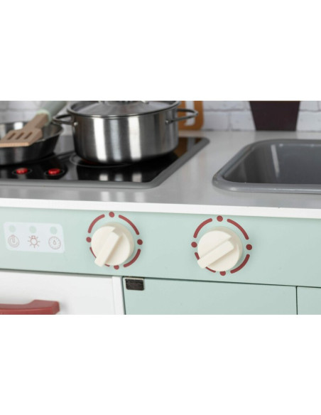 BN-80579,Bucatarie pentru copii, Mini Chef, Din lemn, Cu efecte de sunet si lumina, Cu accesorii, 70 x 30 x 104 cm, Free2Play