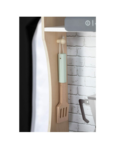BN-80579,Bucatarie pentru copii, Mini Chef, Din lemn, Cu efecte de sunet si lumina, Cu accesorii, 70 x 30 x 104 cm, Free2Play