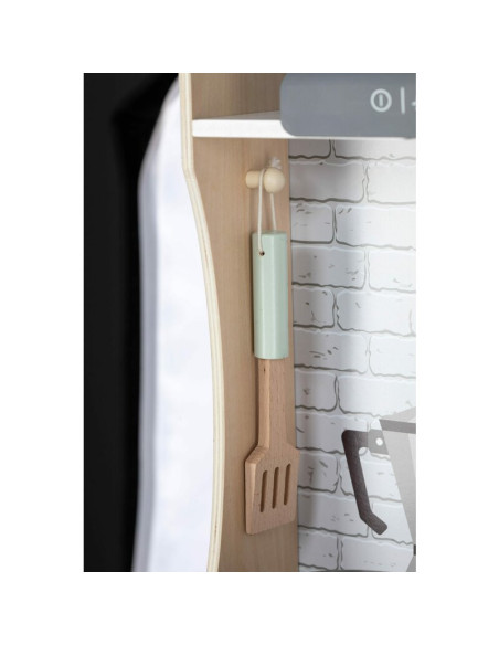 BN-80579,Bucatarie pentru copii, Mini Chef, Din lemn, Cu efecte de sunet si lumina, Cu accesorii, 70 x 30 x 104 cm, Free2Play