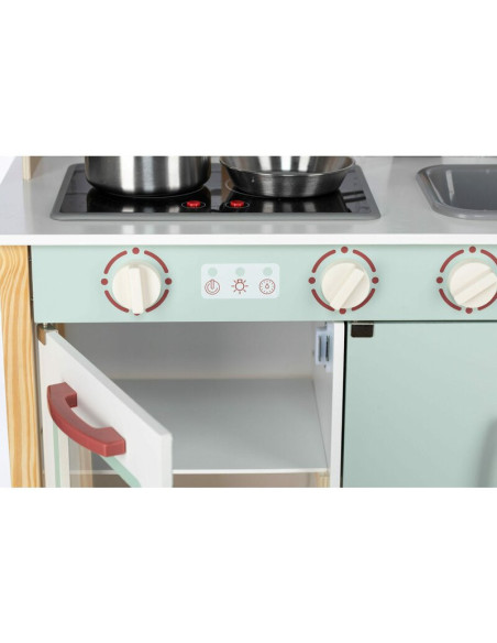 BN-80579,Bucatarie pentru copii, Mini Chef, Din lemn, Cu efecte de sunet si lumina, Cu accesorii, 70 x 30 x 104 cm, Free2Play