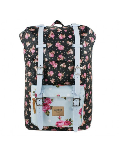 Rucsac Oxigen Vintage Flori Negru-Roz Pigna,FYRS15680