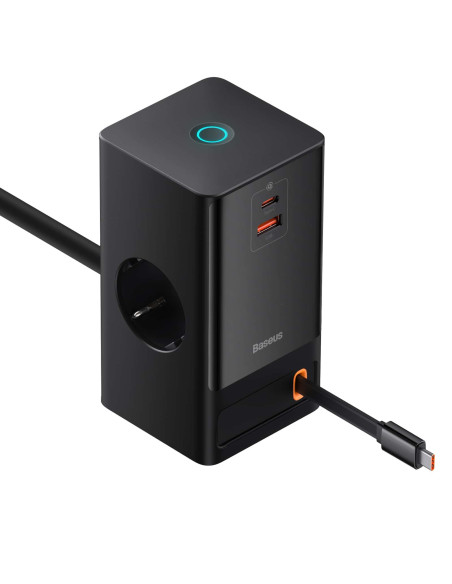 PSLR000301,Incarcator retea Baseus GaN3 Pro Powerstrip, Quick Charge 65W, 2 x AC, 1 x USB Type-C Output 5V/3A, 1 x USB, lungime 