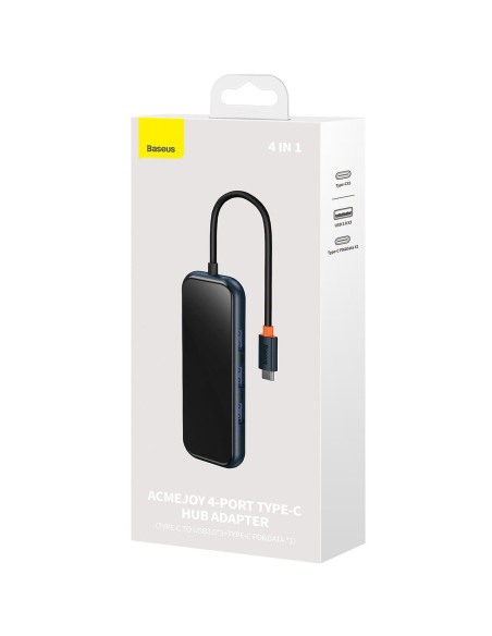 RY-WKJZ010013,HUB extern Baseus AcmeJoy, porturi USB: USB 3.0 x 3 + USB Type-C PD x 1, conectare prin USB Type-C, lungime cablu 