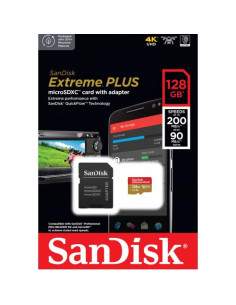 SDSQXBD-128G-GN6MA,Memory Card microSDXC SanDisk by WD Extreme PLUS 128GB, UHS-I U3, V30, A2 + Adaptor SD