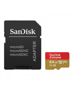 SDSQXBU-064G-GN6MA,Memory Card MicroSDXC Sandisk by WD 64GB, Class 10, UHS-I U3, V30, A2 + Adaptor SD