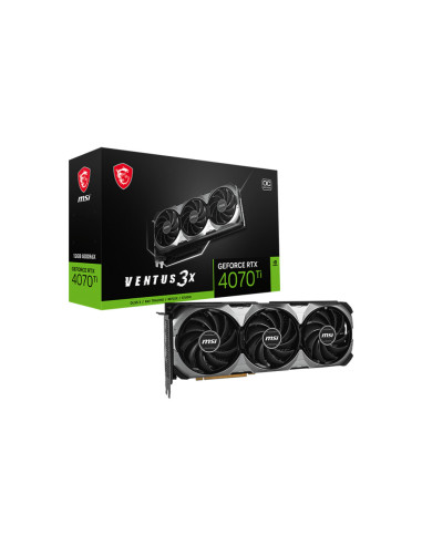 GEFORCE RTX 4070 TI VENTUS 3X E1 12G OC,Placa video MSI nVidia GeForce RTX 4070 Ti VENTUS 3X E1 OC 12GB, GDDR6X, 192bit