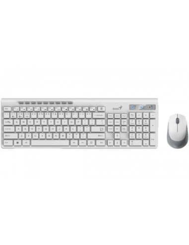 31340015400,Kit Wireless Genius SlimStar 8230 - Tastatura, USB Wireless/Bluetooth, White + Mouse, Optic, USB Wireless/Bluetooth,