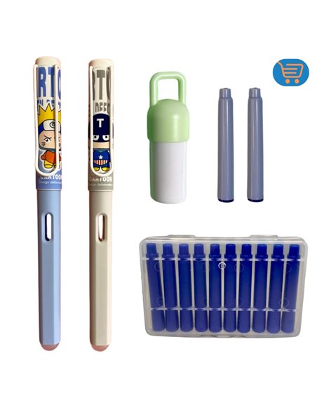 EAN-3501+8101,Set stilouri cu cerneala termosensibila + Rezerve, Cartoon, Albastru