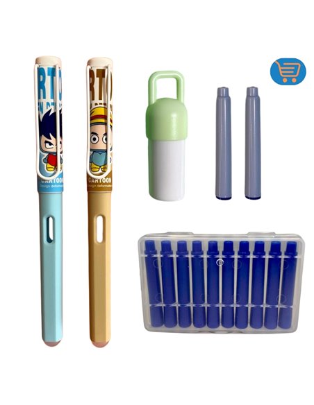 EAN-6424+8101,Set stilouri cu cerneala termosensibila + Rezerve, Cartoon, Maro