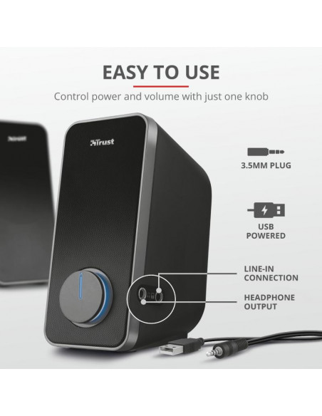 Boxe Stereo Trust Arys 2.0 Speaker Set, 28W, negru,TR-20179 Boxe Stereo Trust Arys 2.0 Speaker Set, 28W, negru,TR-20179