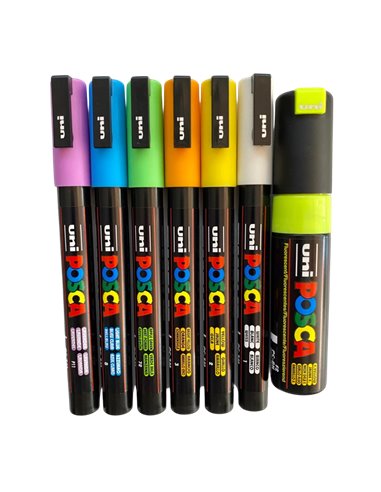 POS64,Set 7 Markere UNI POSCA PC-3M, PC-8K, POS64