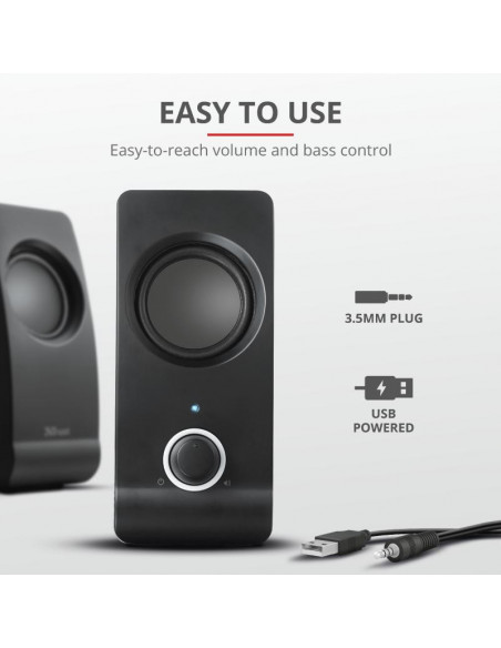 Boxe Stereo Trust Remo 2.0 Speaker Set, 8W, negru,TR-17595 Boxe Stereo Trust Remo 2.0 Speaker Set, 8W, negru,TR-17595