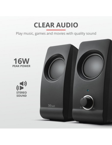 Boxe Stereo Trust Remo 2.0 Speaker Set, 8W, negru,TR-17595 Boxe Stereo Trust Remo 2.0 Speaker Set, 8W, negru,TR-17595