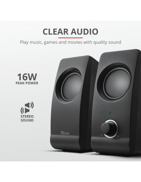 Boxe Stereo Trust Remo 2.0 Speaker Set, 8W, negru,TR-17595 Boxe Stereo Trust Remo 2.0 Speaker Set, 8W, negru,TR-17595