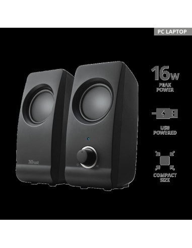 Boxe Stereo Trust Remo 2.0 Speaker Set, 8W, negru,TR-17595 Boxe Stereo Trust Remo 2.0 Speaker Set, 8W, negru,TR-17595