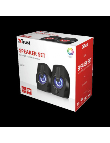Boxe Stereo Trust Gemi RGB 2.0 Speaker, 6W, negru,TR-22948