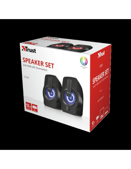 Boxe Stereo Trust Gemi RGB 2.0 Speaker, 6W, negru,TR-22948