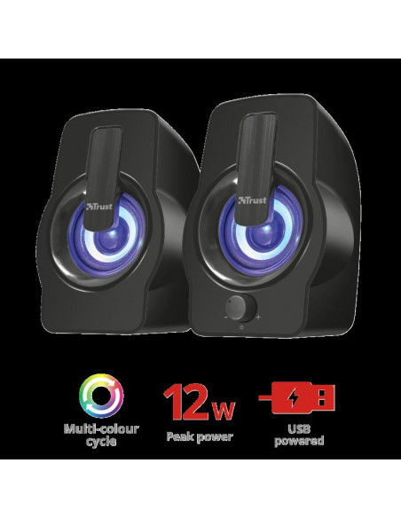 Boxe Stereo Trust Gemi RGB 2.0 Speaker, 6W, negru,TR-22948