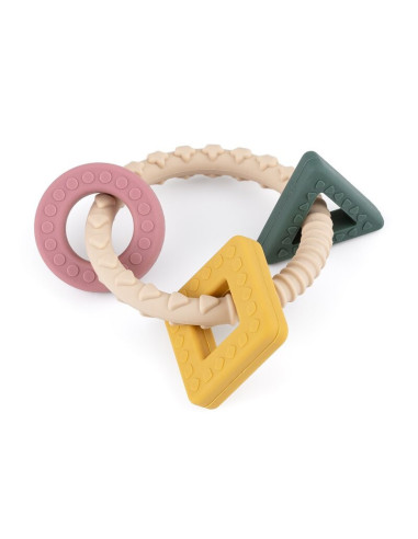 BN-724818,Petite&Mars - Inel pentru dentitie, Include 3 forme geometrice, Moale, Cu diverse texturi, Silicon, Fara BPA, 0 luni+,