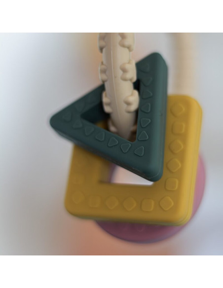 BN-724818,Petite&Mars - Inel pentru dentitie, Include 3 forme geometrice, Moale, Cu diverse texturi, Silicon, Fara BPA, 0 luni+,