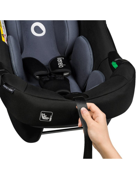 BN-LO-ASTRID_I-SIZE_BLACK_GREY+BASE_BLACK,Lionelo - Soica auto i-Size Astrid, Include baza Isofix, 0-13 Kg, 40-87 cm, Cu maner s